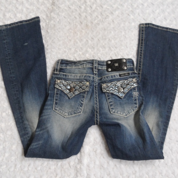 Miss Me Stretch Distressed Bling Boot Cut Jeans